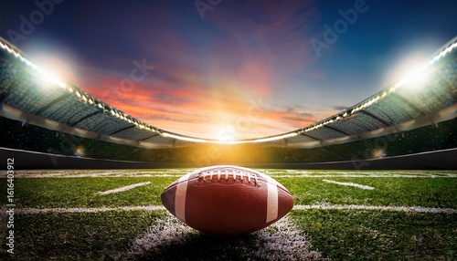 american football on stadium field background