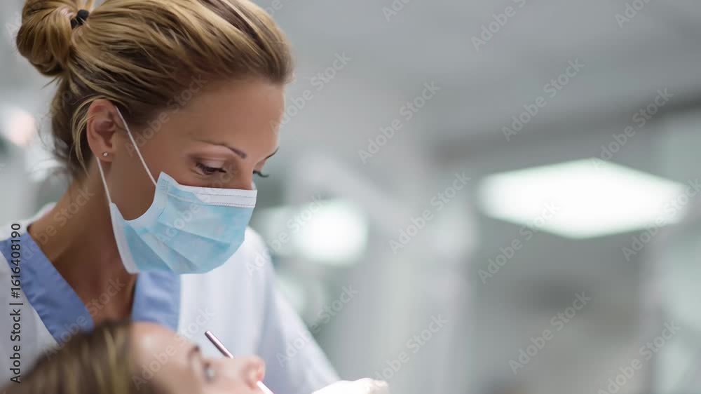 Dental checkup in a modern clinic with a professional examining a patient and ensuring oral health in a comfortable environment Dental checkup in a modern clinic with a professional examining a patient and ensuring oral health in a comfortable environment