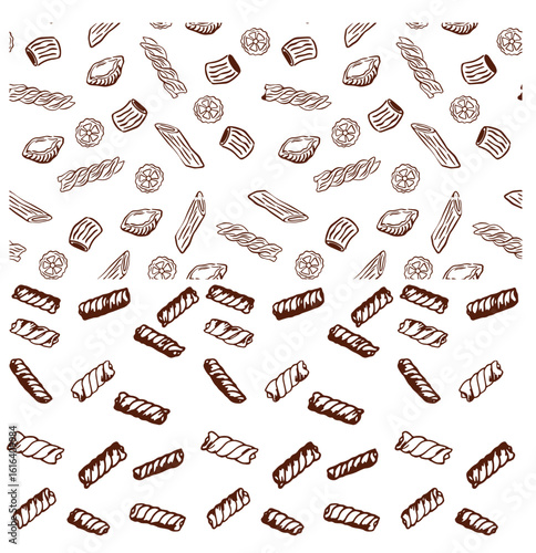 Vector sketch icons set of Italian pasta variety stock illustration