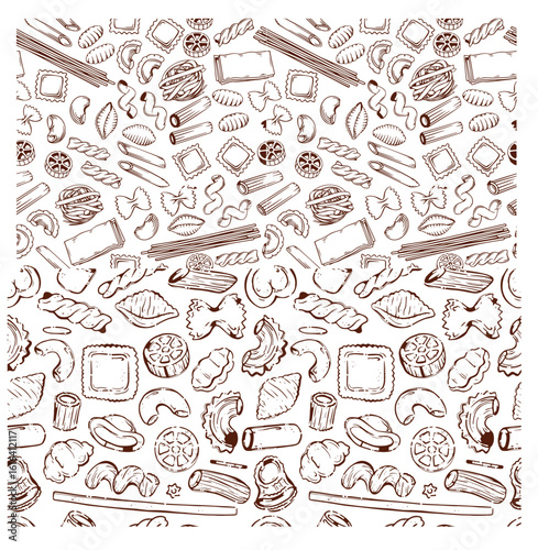 Vector sketch icons set of Italian pasta variety stock illustration
