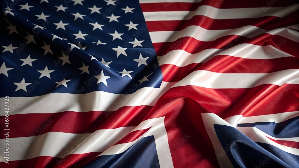 Fototapeta premium American and British flags draped together symbolizing unity and partnership