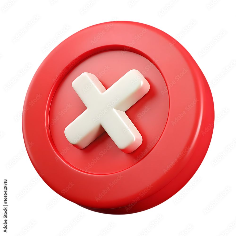 Obraz premium 3d red cross mark isolated on transparent background