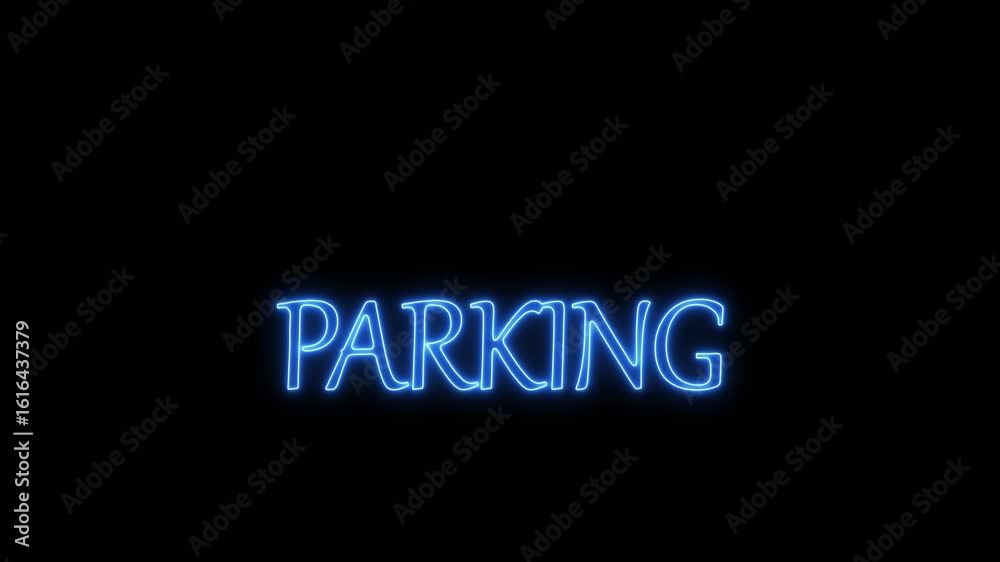 Glowing neon No Parking text animation background, Glowing neon No Parking text animation background,