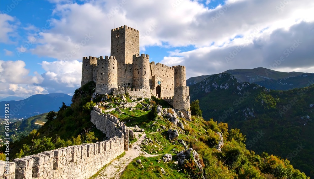 Obraz premium Ancient stone castle atop a hill