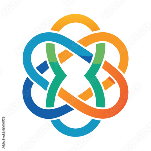Abstract Intertwined Colorful Knot Design: Modern, Positive, and Collaborative Branding Icon