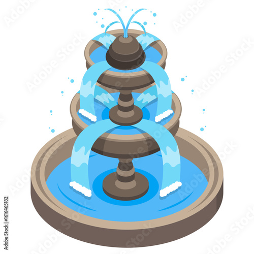 Isometric Water Fountain Vector