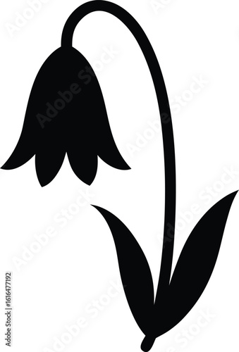 Drooping Bellflower Silhouette Vector Icon, Simple Floral Graphic

