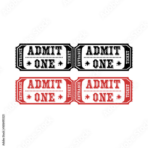 Classic Admit One Event Ticket Vector Illustration