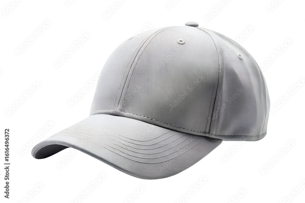 Fototapeta premium Plain Grey Baseball Cap Isolated on a Gray Background