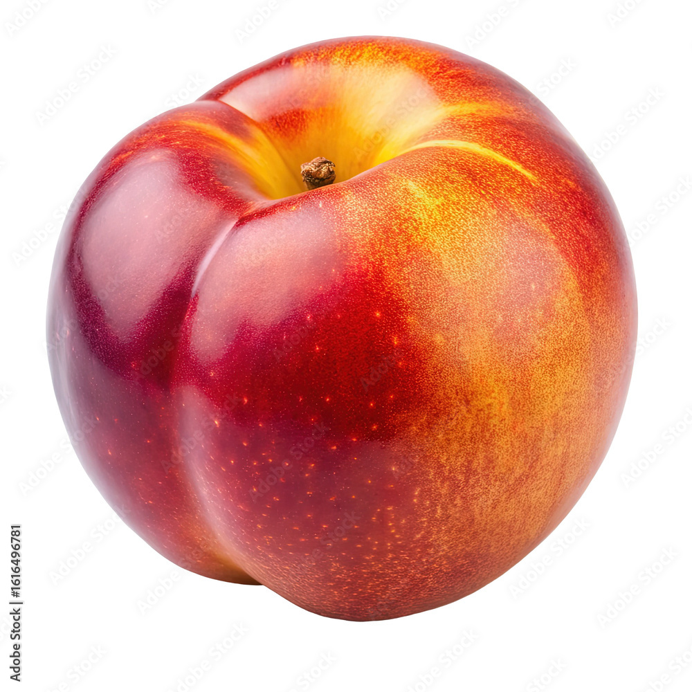 A single ripe nectarine with vibrant red and yellow hues showcasing its smooth skin against a stark black background A single ripe nectarine with vibrant red and yellow hues showcasing its smooth skin against a stark black background