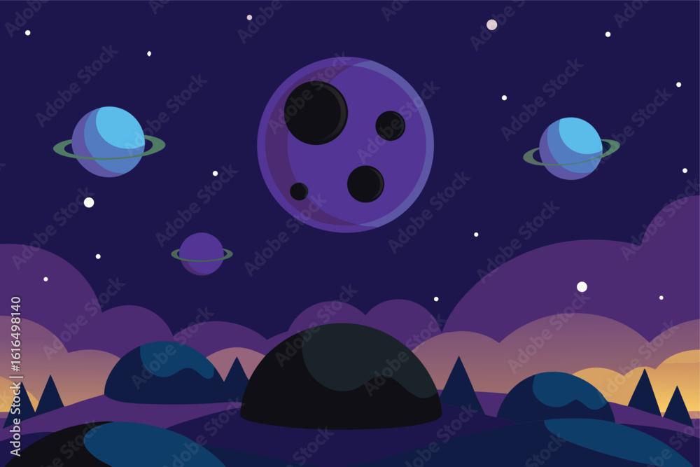 Obraz premium night sky and moon