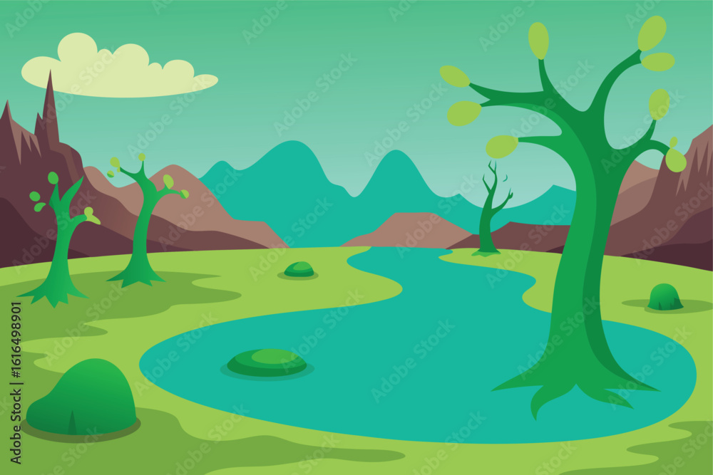 Obraz premium landscape with trees and mountains