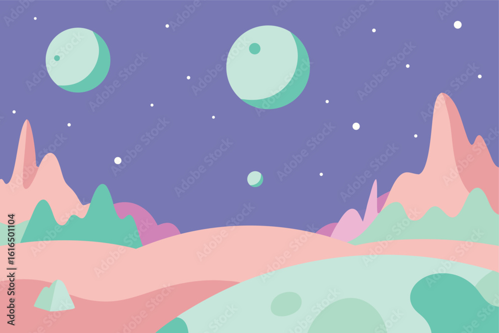 Fototapeta premium winter landscape with moon