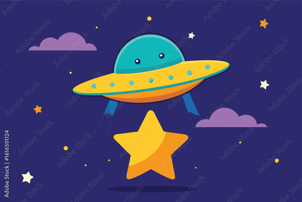 Fototapeta premium cartoon rocket in space