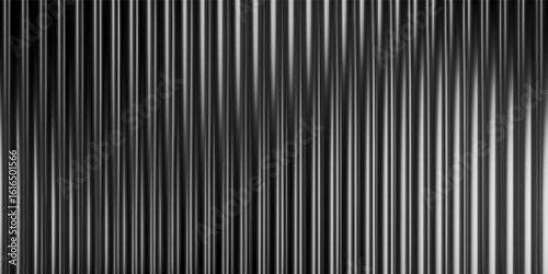 Ribbed glass overlay effect with 3D pattern and transparent gradient background. Abstract corrugated panel with light reflection and glossy texture. Geometric wave pattern for interior designs.
