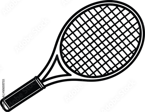 Tennis racket icon, minimal sports gear, outline equipment vector, single stroke drawing, modern line illustration