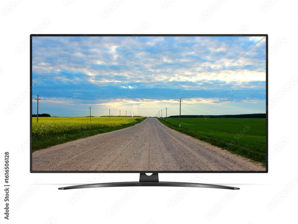 Fototapeta premium Smart tv with country road on screen