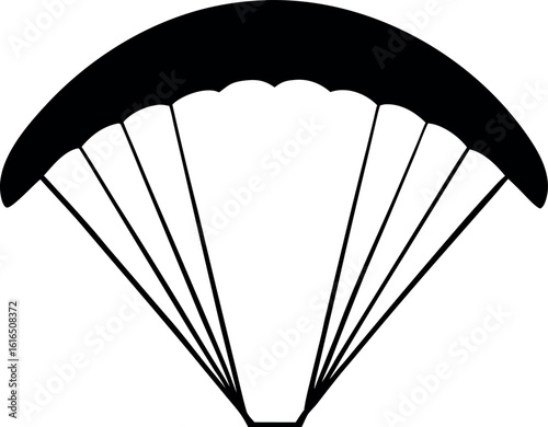 Minimal Black Silhouette of Parachute Canopy Icon