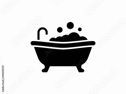 Bathtub Icon Bathroom, Hygiene, Bubbles, Relaxation, Spa Symbol