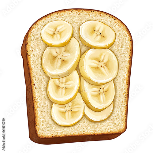 Slice of Bread Topped with Banana Slices