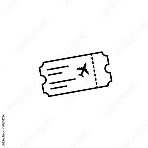 Airplane ticket icon with flight details. Vacation and holidays, traveling concept. Prices for flights. Booking trip or journey, seat reservation