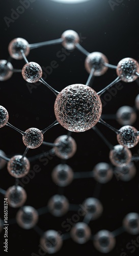 Molecular Structure Visual: Scientific Atom Arrangement in 3D Render for Research, Healthcare & Technology Concepts