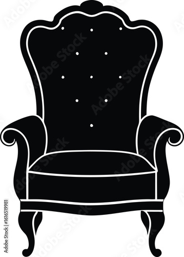 Buttoned soft armchair silhouette vector with plush design