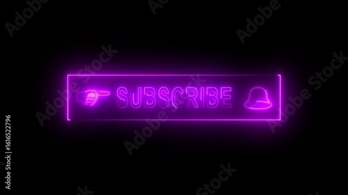 Glowing neon The YouTube subscribe button is foggy with a magenta color.