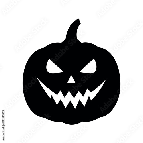Scary black pumpkin face silhouette halloween jack o lantern