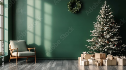 Cozy Living Room Decorated for Christmas With Tree and Gifts in Soft Natural ...