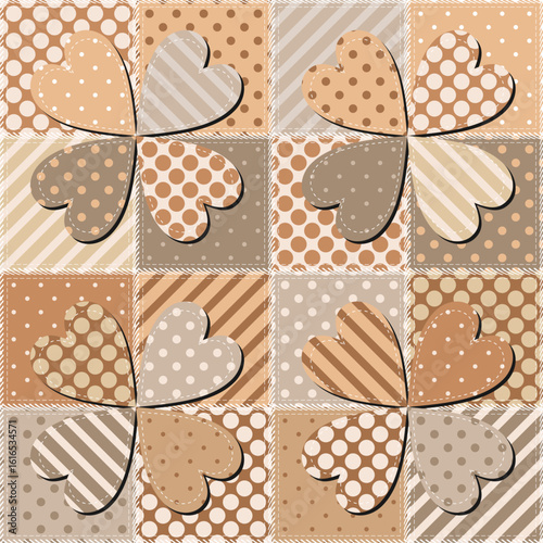 Patchwork print wallpaper background with different patterns quilting hobby craft handmade	