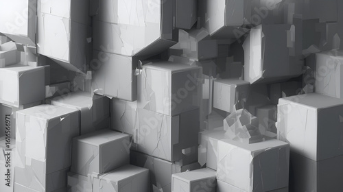 Obraz na płótnie Abstract cubic minimalist background with sharp geometric blocks