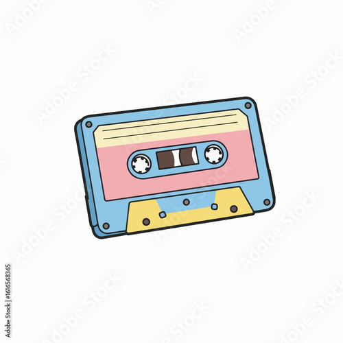 Vintage audio cassette tape in colorful design  