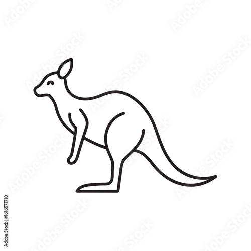 Simple Outline Vector Illustration of a Kangaroo in Profile View