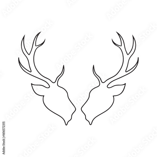 Elegant Outline Deer Antlers Head Silhouette Vector Art Design for Graphic Artists and Wildlife Enthusiasts