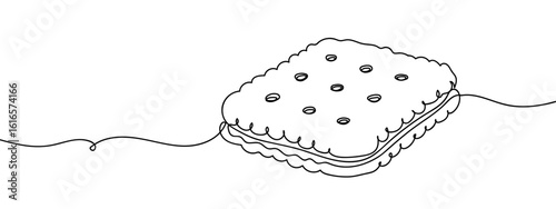 Continuous line hand drawn vector illustration of cracker isolated on transparent background. edit stroke.