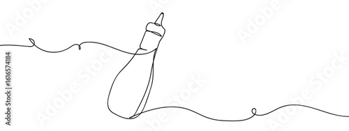Continuous line hand drawn vector illustration of a bottle of seasoning sauce, isolated on transparent background. edit stroke.