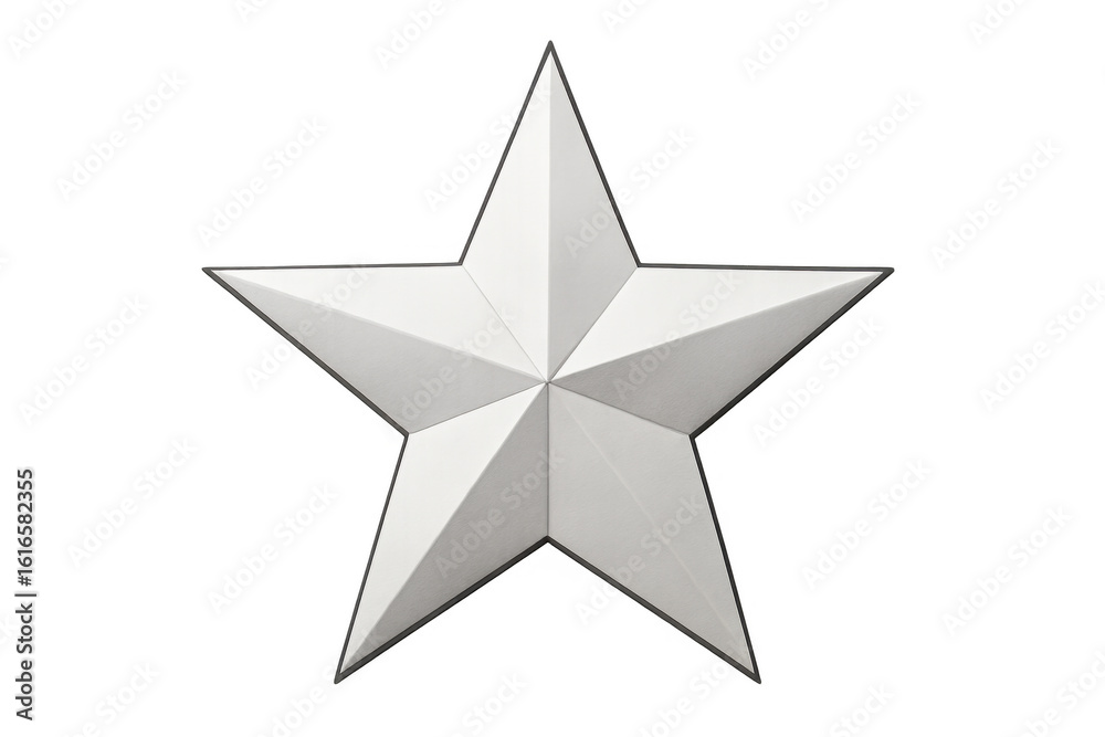 Fototapeta premium Glossy white geometric star with angular facets gleaming against transparent backdrop, perfect for graphic design compositions