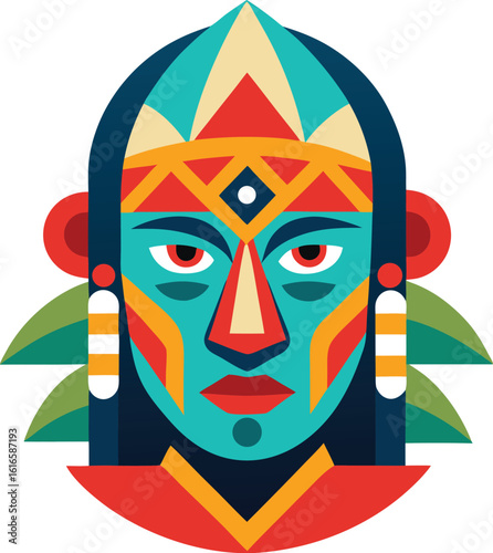 An ethnic mask on transparent backgrounds