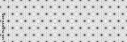 horizontal seamless blended black line hexagon pattern on white for design and background.