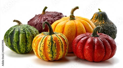 Vibrant Multi-Colored Decorative Pumpkins for Autumn Season