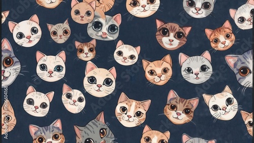 Cute cat faces pattern