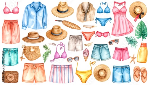 Watercolor summer fashion illustration