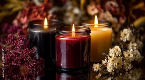Autumn Scented Candles with Dried Floral Decor / ドライフラワーを添えた秋の香るキャンドル