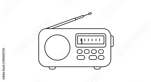 Minimalist linear design of a retro radio with antenna