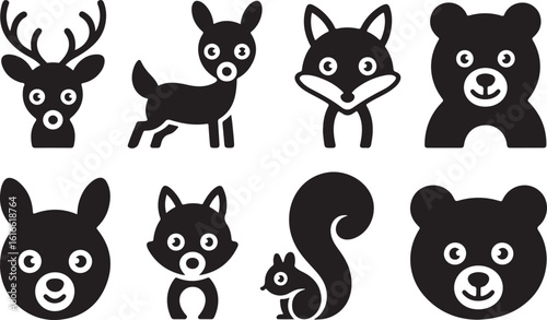 Woodland creatures icons deer fawn