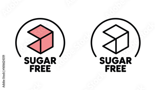 Sugar Free Label Pair Featuring Abstract Cube Graphic and Bold Typography in a Modern Design