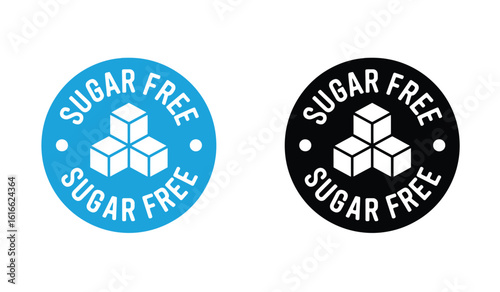 Sugar Free Icon Set Circular Symbol Promoting Health and Wellness in Food Products