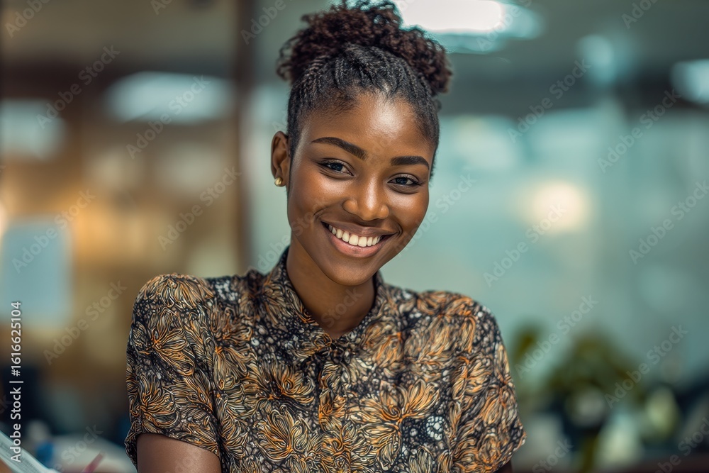 Fototapeta premium Cheerful young African office worker