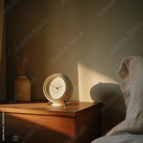 : Minimal alarm clock on nightstand